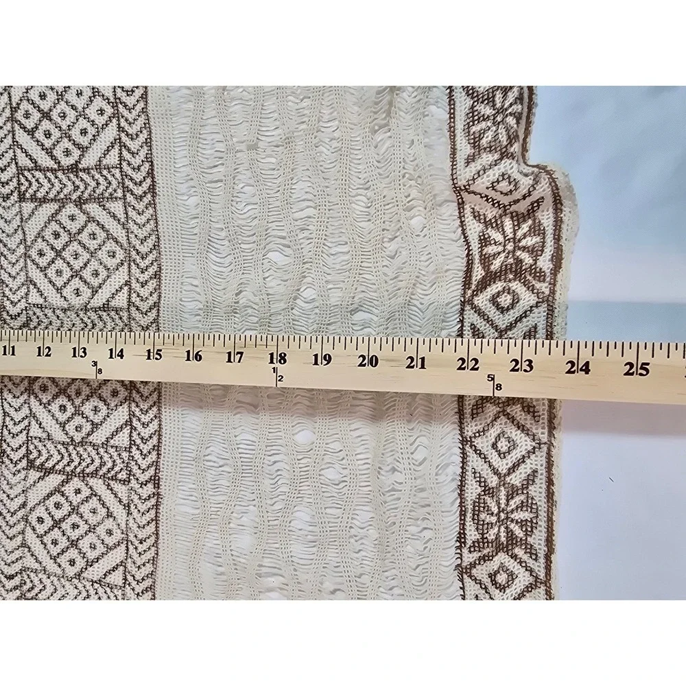 Nikky Women's‎ Cream Brown Geometric Print Open Weave Cotton Scarf Wrap New